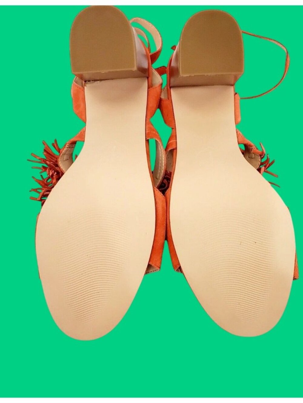 C WONDER "Gabrielle" Women's Orange Suede Fringe High Heel Sandal Sz 7 New- READ - Picture 10 of 10